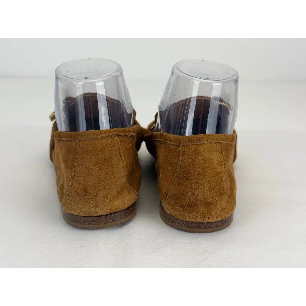 Kurt Geiger Loafers Women 38 Brown Suede Gold Buckle Made in Italy Preppy